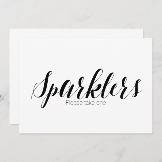 Invitation Signal Mariage "Sparklers Please take one" (Devant / Derrière)