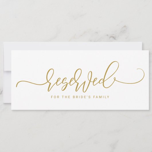 Invitation Signal Réservé mariage Script rebondissant Flat Or (Dos)
