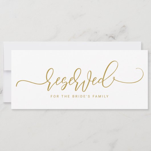 Invitation Signal Réservé mariage Script rebondissant Flat Or (Devant)