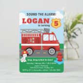 Invitation Signaler l'alarme incendie Camion Chien dalmate An (Debout devant)