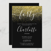 Invitation Signature 40e anniversaire Parties scintillant d'o (Devant / Derrière)