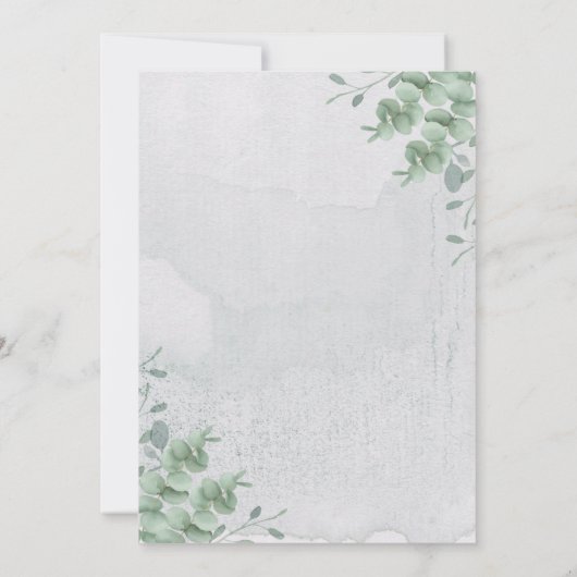 Invitation Signature Boho Eucalyptus vert engagée (Dos)