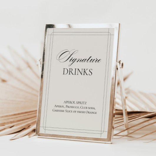 Invitation Signature Boissons Vintage Gris clair