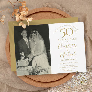 Invitation Signature d'or 50e anniversaire du Mariage Photo