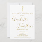 Invitation Signature dorée moderne Première communion sainte (Devant)