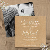 Invitation Signature élégante Rustic Kraft Mariage Photo