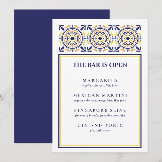 Invitation Signature en mosaïque jaune de la marine espagnole (Devant / Derrière)