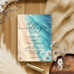 Invitation Signature été Ocean Beach Watercolor