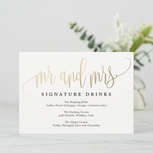 Invitation Signature mariage Boissons Signal - Belle Calligra (Debout devant)