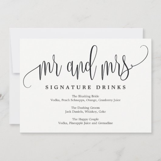Invitation Signature mariage Boissons Signal - Belle Calligra (Devant)