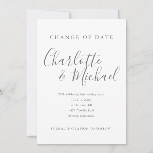 Invitation Signature moderne Modifier la date reportée (Devant)