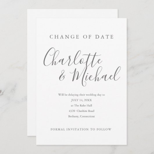 Invitation Signature moderne Modifier la date reportée (Devant / Derrière)