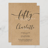 Invitation Signature Rustic Kraft 50e anniversaire (Devant / Derrière)