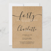 Invitation Signature Rustique Kraft 40e Anniversaire (Devant)
