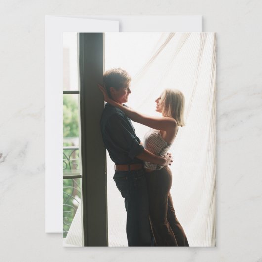 Invitation Signature Script Dusty Blue Photo Mariage (Dos)