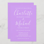 Invitation Signature Script Lavender Lilac Chic Mariage (Devant / Derrière)
