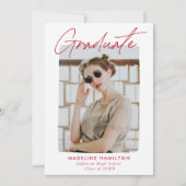 Invitation Signature Script Red Photo Graduation Party (Devant)