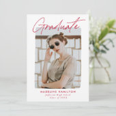 Invitation Signature Script Red Photo Graduation Party (Debout devant)