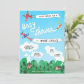 Invitation Signaux de fumée des avions BABY SHOWER d'aquarell (Debout devant)