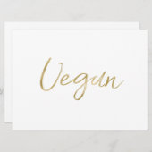 Invitation SIGNE ALIMENTAIRE "Vegan" | Main Or Stylish Lettré (Devant / Derrière)