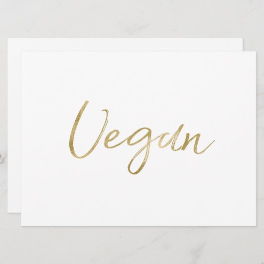 Invitation SIGNE ALIMENTAIRE "Vegan" | Main Or Stylish Lettré (Devant / Derrière)