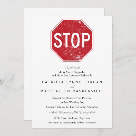 INVITATION SIGNE D'ARRÊT DÉTESTÉ (Devant / Derrière)