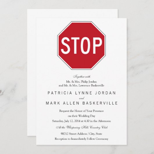 INVITATION SIGNE D'ARRET USA (Devant / Derrière)