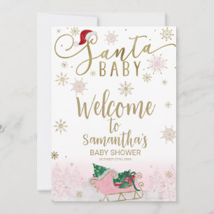 Invitation Signe de bienvenue pour une baby shower Santa Baby