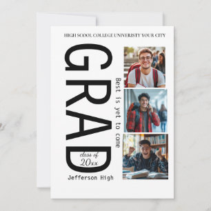 Invitation Signe de graduation personnalisée - 3 Collage phot