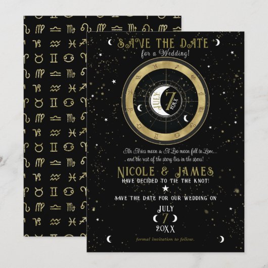 Invitation Signe de Lune du Zodiaque d'Astrologie Personnalis (Devant / Derrière)