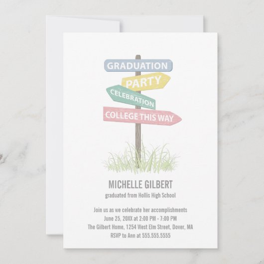 Invitation Signe de rue fête de graduation (Devant)