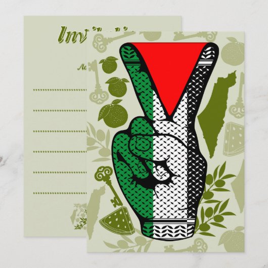 Invitation Signe de victoire à la main Résistance Symbole Tri (Devant / Derrière)