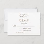 Invitation Signe d'infini Monogramme Or Mariage blanc RSVP (Devant)