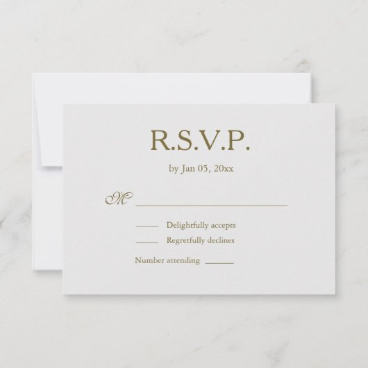 Invitation Signe d'infini Unique Gris Or Blanc Mariage RSVP (Dos)