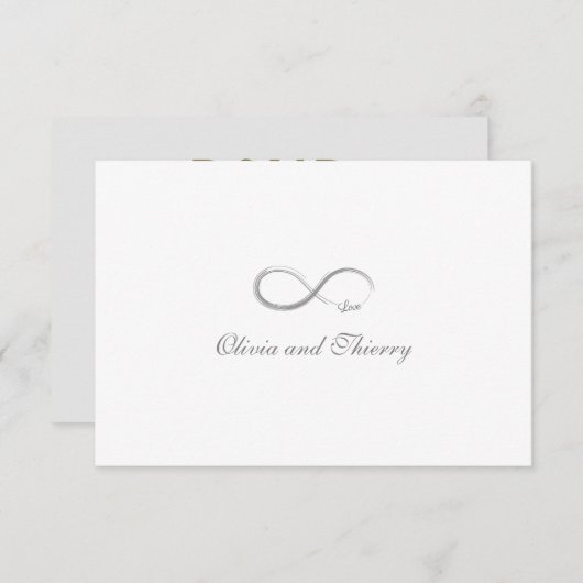 Invitation Signe d'infini Unique Gris Or Blanc Mariage RSVP (Devant / Derrière)