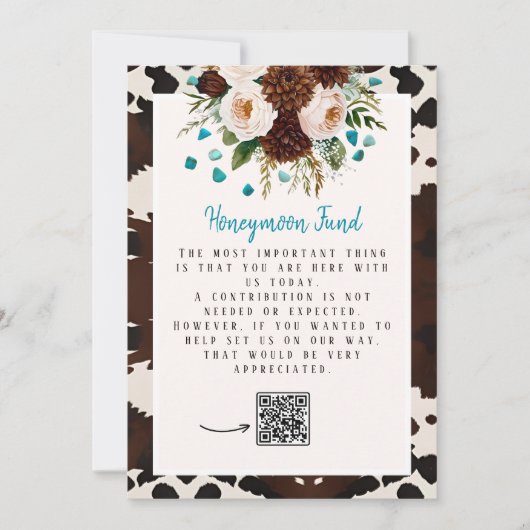 Invitation signe du Fonds pour lune de miel Turquoise Fleur s (Devant)