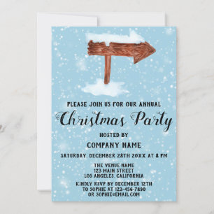 Invitation Signe en bois & compagnie de neige Fête de Noël