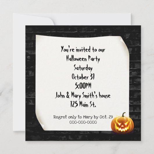 Invitation Signe Halloween Party Neon avec squelette (Dos)