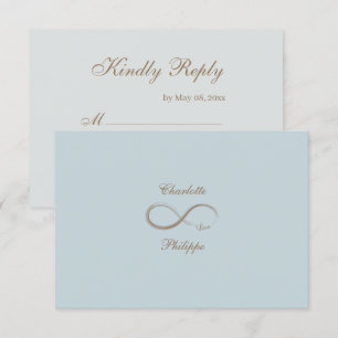 Invitation Signe Infini Bleu Gris Doré Mariage RSVP