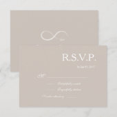 Invitation Signe infini chic lumière taupe blanc RSVP mariage (Devant / Derrière)
