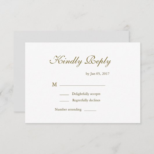 Invitation Signe infini or blanc pur gris mariage RSVP (Devant / Derrière)