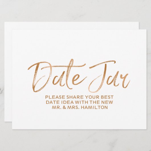 Invitation SIGNE mariage Date Jar | Rose Or Stylish (Devant / Derrière)