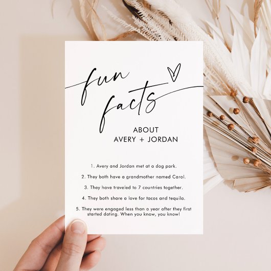 Invitation SIGNE mariage Fun Facts | Mariage minimaliste mode