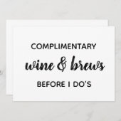 Invitation SIGNE Mariage OUVERT BAR (Devant / Derrière)