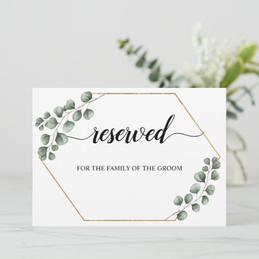 Invitation SIGNE Mariage RÉSERVÉ Eucalyptus vert (Debout devant)