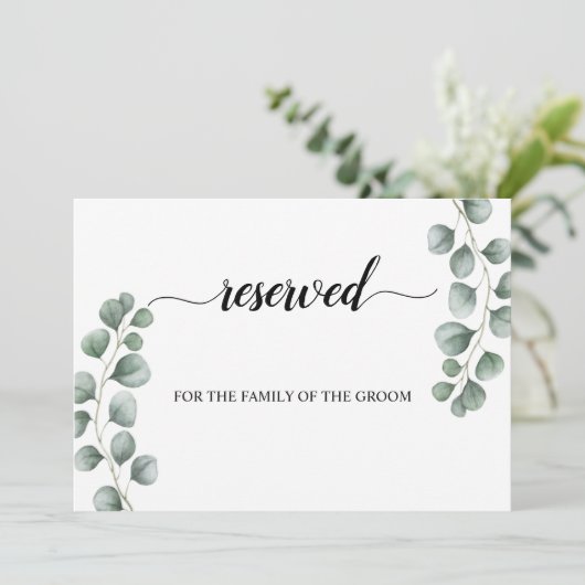 Invitation SIGNE Mariage RÉSERVÉ Eucalyptus vert (Debout devant)