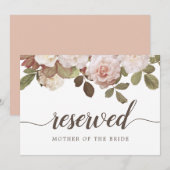 Invitation SIGNE Mariage vintage Rose "Réservé" (Devant / Derrière)