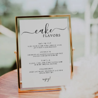 Invitation Signe minimaliste des saveurs de gâteau | Panneau 
