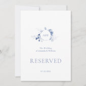 Invitation SIGNE RÉSERVÉ AVEC Florales Bleues Dusty (Devant)