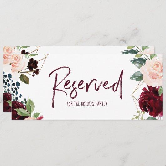 Invitation SIGNE RÉSERVÉ DE PENSÉE mariage -Bourgogne & Marin (Devant / Derrière)